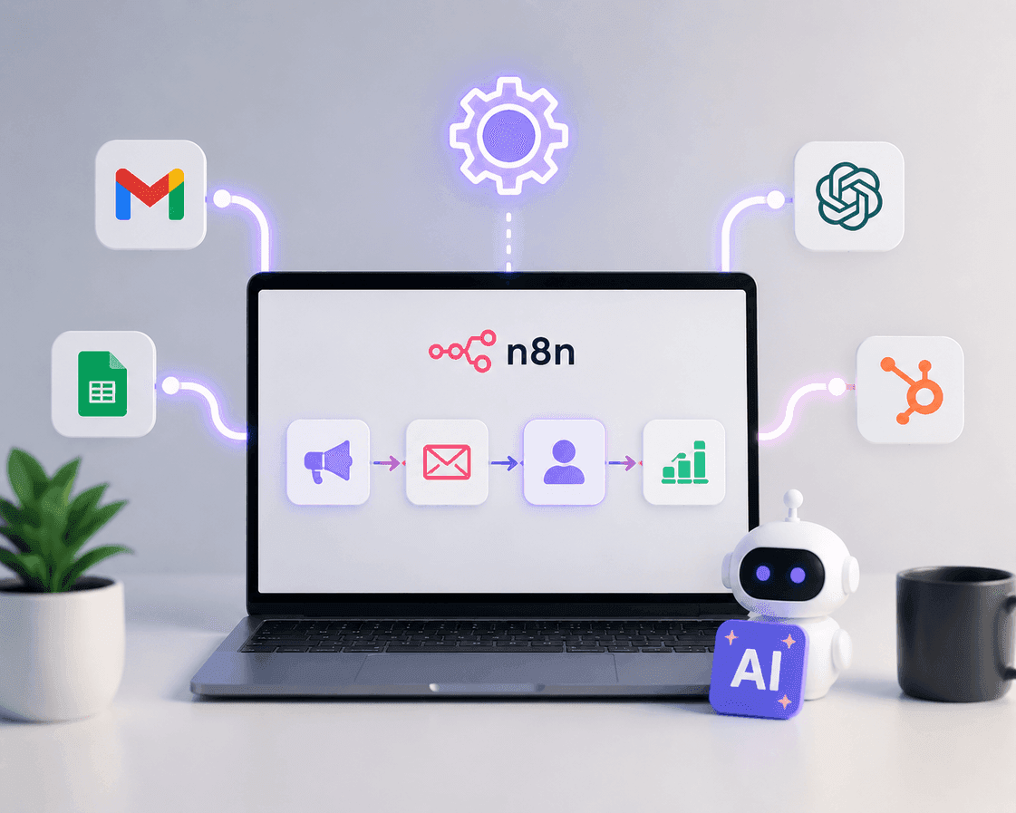n8n für Marketing-Automatisierung 2026: Dein Praxis-Guide für No-Code-Workflows mit KI – inkl. Lehrplan